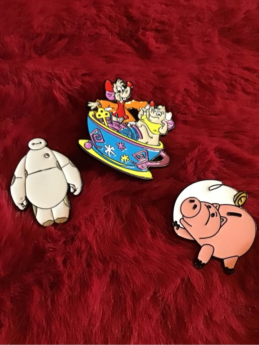 Set of three Disney characters magnet set. Hamm, Baymax, Jaq and Gus.